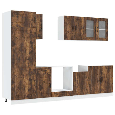 vidaXL Ensemble de 8 meubles de cuisine Kalmar en bois d'ingénierie chêne fumé