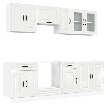 vidaXL Ensemble de 8 meubles de cuisine Kalmar, blanc brillant, bois d'ingénierie