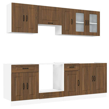 vidaXL Ensemble de 8 meubles de cuisine Kalmar Marron aspect chêne Bois d'ingénierie