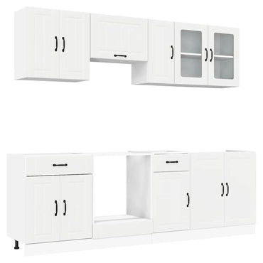 vidaXL Ensemble de 8 éléments de cuisine Kalmar Blanc, bois d'ingénierie