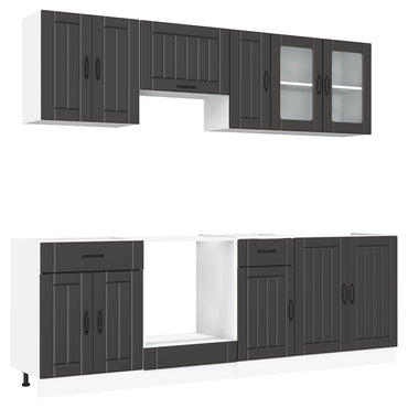 vidaXL 8-tlg. Küchenschrank-Set Kalmar Schwarz Holzwerkstoff