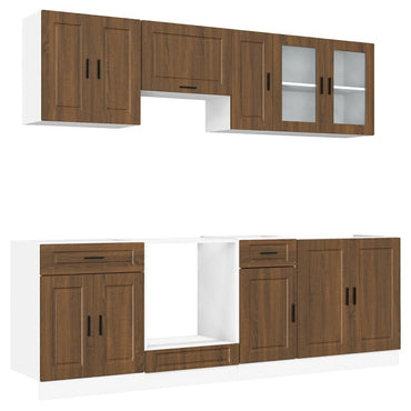 vidaXL 8-tlg. Küchenschrank-Set Braun Eichen-Optik Holzwerkstoff