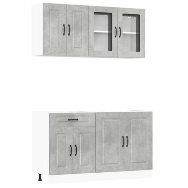 vidaXL 4-tlg. Küchenschrank-Set Kalmar Betongrau Holzwerkstoff