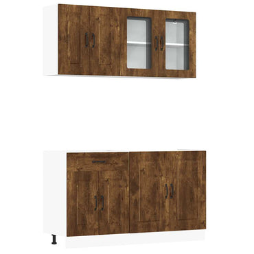 vidaXL Ensemble de meubles de cuisine Kalmar chêne fumé 4 pcs Bois d'ingénierie