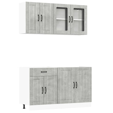 vidaXL 4-tlg. Küchenschrank-Set Lucca Betongrau Holzwerkstoff