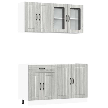 vidaXL 4-tlg. Küchenschrank-Set Lucca Grau Sonoma Holzwerkstoff