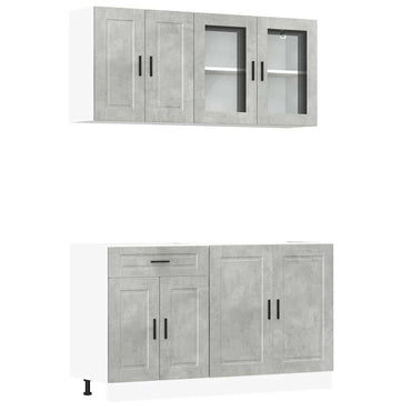 vidaXL Meuble de cuisine 4 pcs Porto Gris béton en bois d'ingénierie