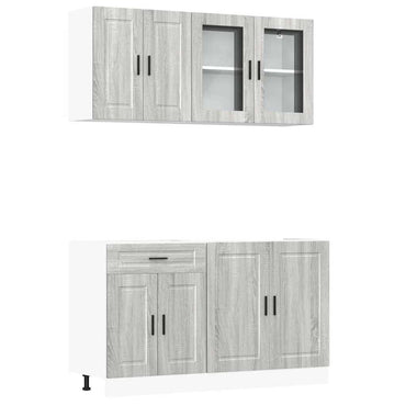 vidaXL Ensemble de 4 meubles de cuisine Porto Gris Bois d'ingénierie