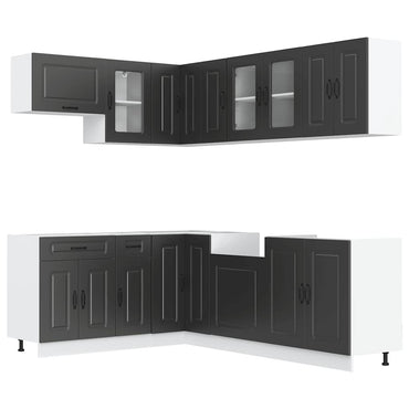 vidaXL 11-tlg. Küchenschrank-Set Kalmar Schwarz Holzwerkstoff