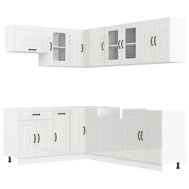 vidaXL 11-tlg. Küchenschrank-Set Kalmar Hochglanz-Weiß Holzwerkstoff
