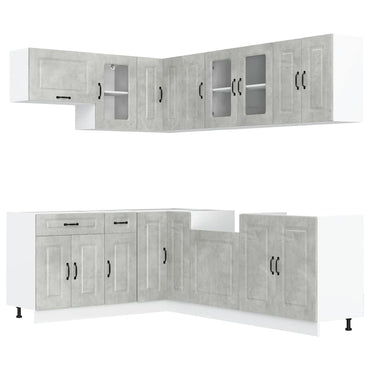vidaXL Ensemble de meubles de cuisine Kalmar 11 pcs Béton gris Bois d'ingénierie