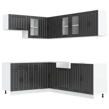 vidaXL 11-tlg. Küchenschrank-Set Lucca Schwarz Holzwerkstoff