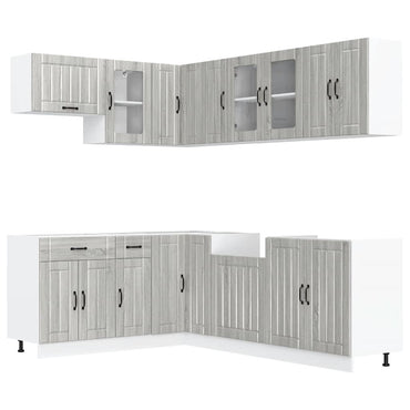 vidaXL 11-tlg. Küchenschrank-Set Lucca Grau Sonoma Holzwerkstoff