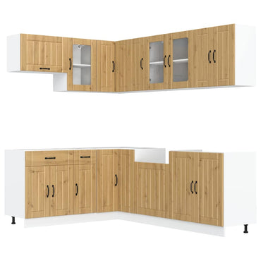 vidaXL Ensemble de 11 meubles de cuisine Lucca Chêne artisanal Bois d'ingénierie