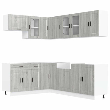 vidaXL 11-tlg. Küchenschrank-Set Porto Grau Sonoma Holzwerkstoff
