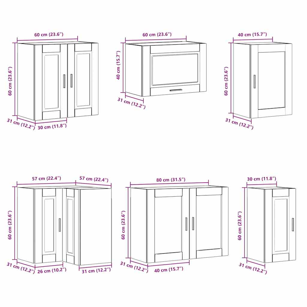 vidaXL 11-tlg. Küchenschrank-Set Porto Altholz-Optik Holzwerkstoff