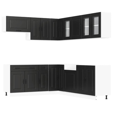 vidaXL 11-tlg. Küchenschrank-Set Kalmar Schwarz Holzwerkstoff