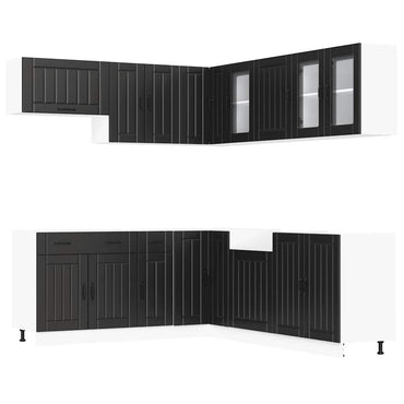vidaXL 11-tlg. Küchenschrank-Set Lucca Schwarz Holzwerkstoff