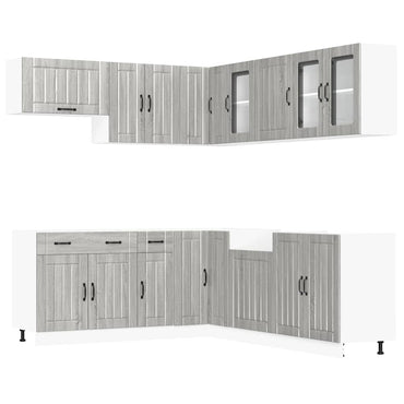 vidaXL 11-tlg. Küchenschrank-Set Lucca Grau Sonoma Holzwerkstoff
