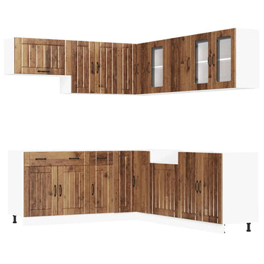 vidaXL 11-tlg. Küchenschrank-Set Lucca Altholz-Optik Holzwerkstoff