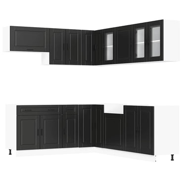 vidaXL Ensemble de 11 meubles de cuisine Porto Noir Bois d'ingénierie