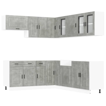 vidaXL 11-tlg. Küchenschrank-Set Porto Betongrau Holzwerkstoff