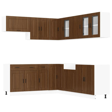 vidaXL 11tlg. Küchenschrank-Set Porto Braun Eichen-Optik Holzwerkstoff