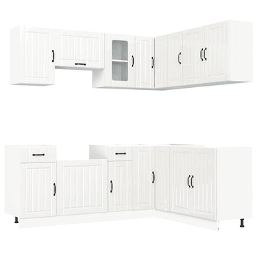 vidaXL Ensemble de 11 éléments de meubles de cuisine Kalmar MDF Blanc brillant
