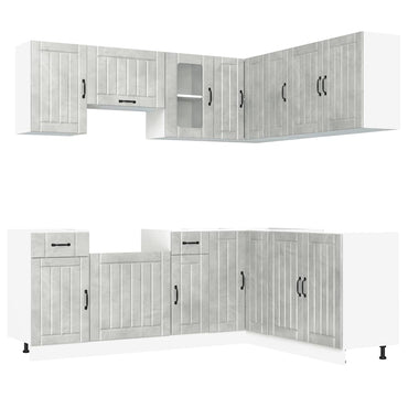 vidaXL 11-tlg. Küchenschrank-Set Kalmar Betongrau Holzwerkstoff
