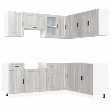 vidaXL 11-tlg. Küchenschrank-Set Porto Grau Sonoma Holzwerkstoff