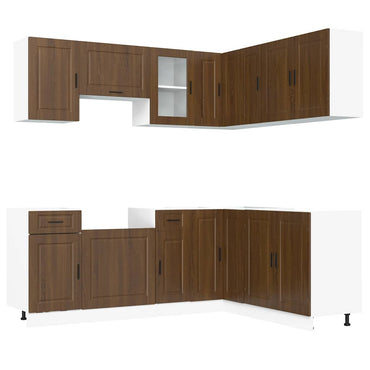 vidaXL 11tlg. Küchenschrank-Set Porto Braun Eichen-Optik Holzwerkstoff