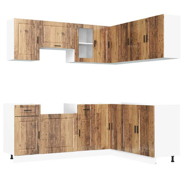 vidaXL 11-tlg. Küchenschrank-Set Porto Altholz-Optik Holzwerkstoff