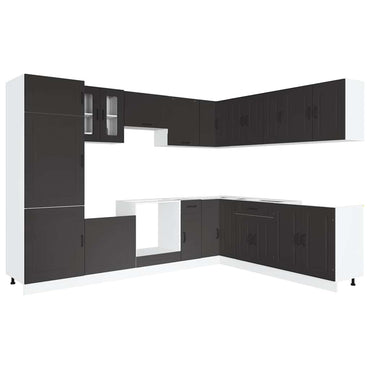 vidaXL 14-tlg. Küchenschrank-Set Kalmar Schwarz Holzwerkstoff