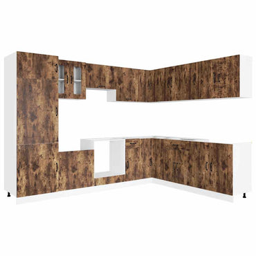 vidaXL 14-tlg. Küchenschrank-Set Kalmar Räuchereiche Holzwerkstoff