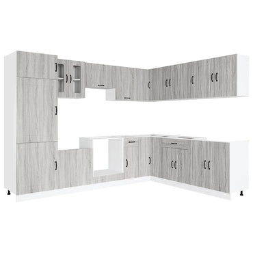 vidaXL 14-tlg. Küchenschrank-Set Kalmar Grau Sonoma Holzwerkstoff