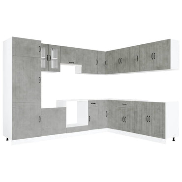 vidaXL 14-tlg. Küchenschrank-Set Lucca Betongrau Holzwerkstoff