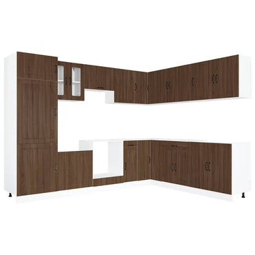 vidaXL 14tlg. Küchenschrank-Set Lucca Braun Eichen-Optik Holzwerkstoff