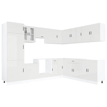 vidaXL 14-tlg. Küchenschrank-Set Porto Hochglanz-Weiß Holzwerkstoff