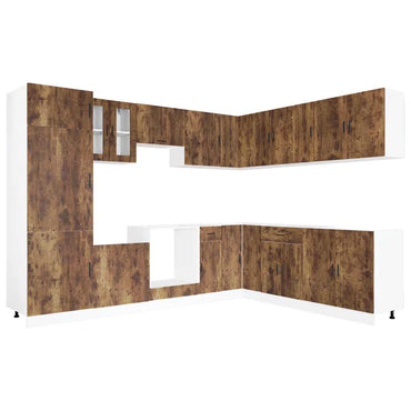 vidaXL 14-tlg. Küchenschrank-Set Porto Räuchereiche Holzwerkstoff