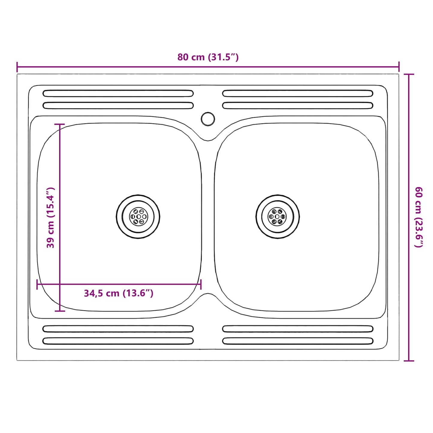 vidaXL Waschbecken-Unterschrank mit Tür Porto Braun 80 x 46 x 81.5 cm