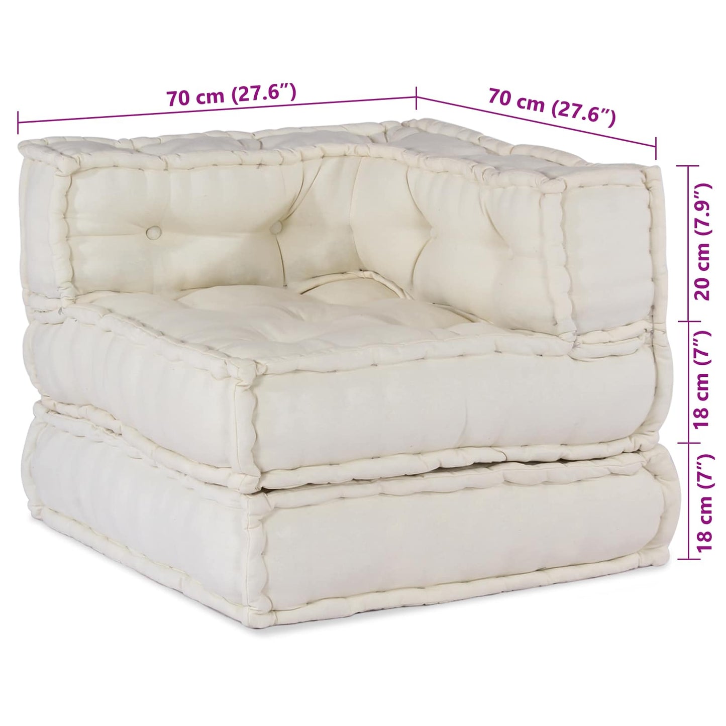 vidaXL Canapé modulaire 2 pièces crème 140 x 70 x 56 cm tissu