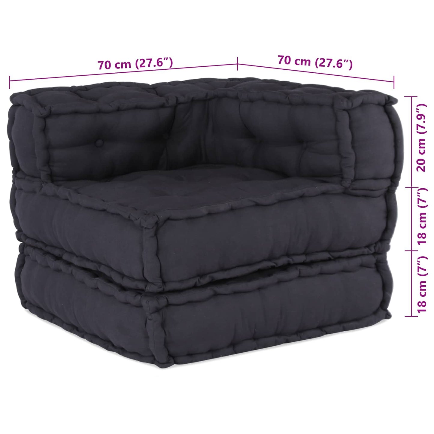 vidaXL Canapé modulaire 2 pcs Anthracite 140 x 70 x 56 cm Tissu