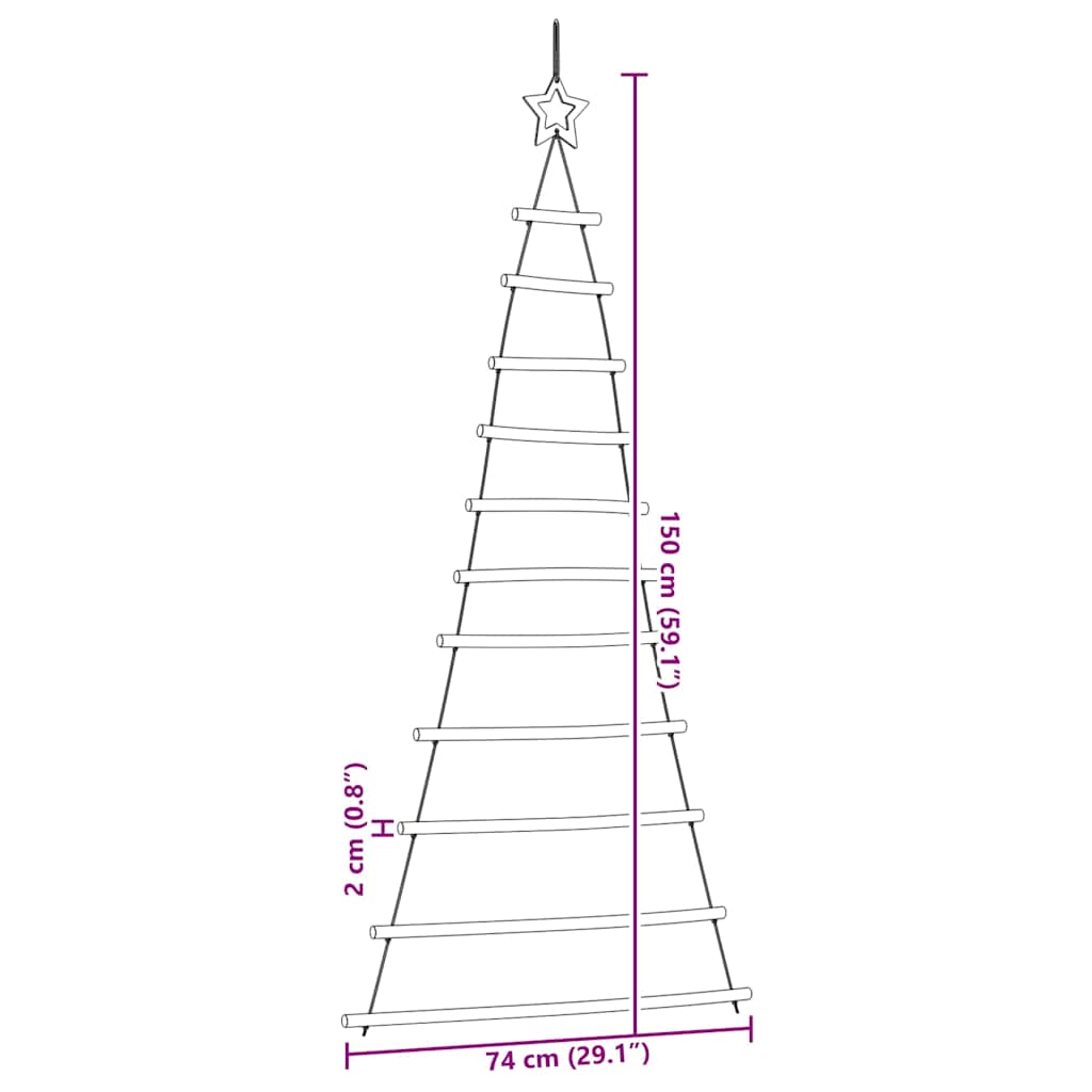 vidaXL Hängender Weihnachtsbaum mit Sternspitze 74x150 cm Naturzweig