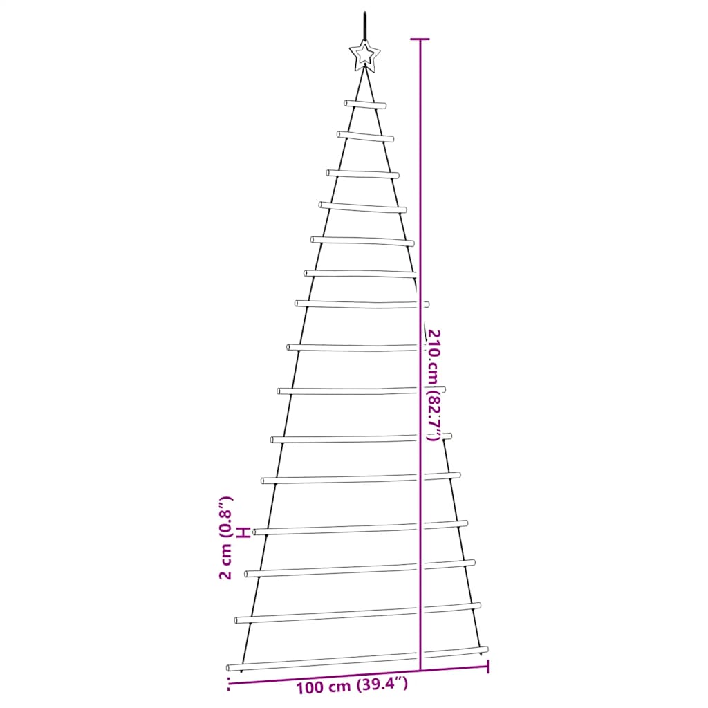 vidaXL Hängender Weihnachtsbaum mit Sternspitze 100x210 cm Naturzweig