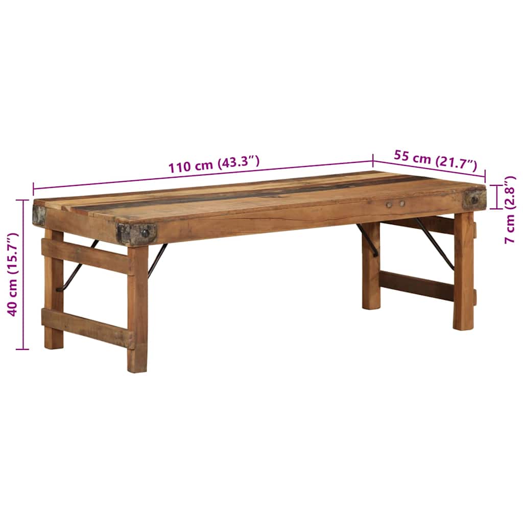 vidaXL Couchtisch Braun 110 x 55 x 40 cm Massives upgecyceltes Holz