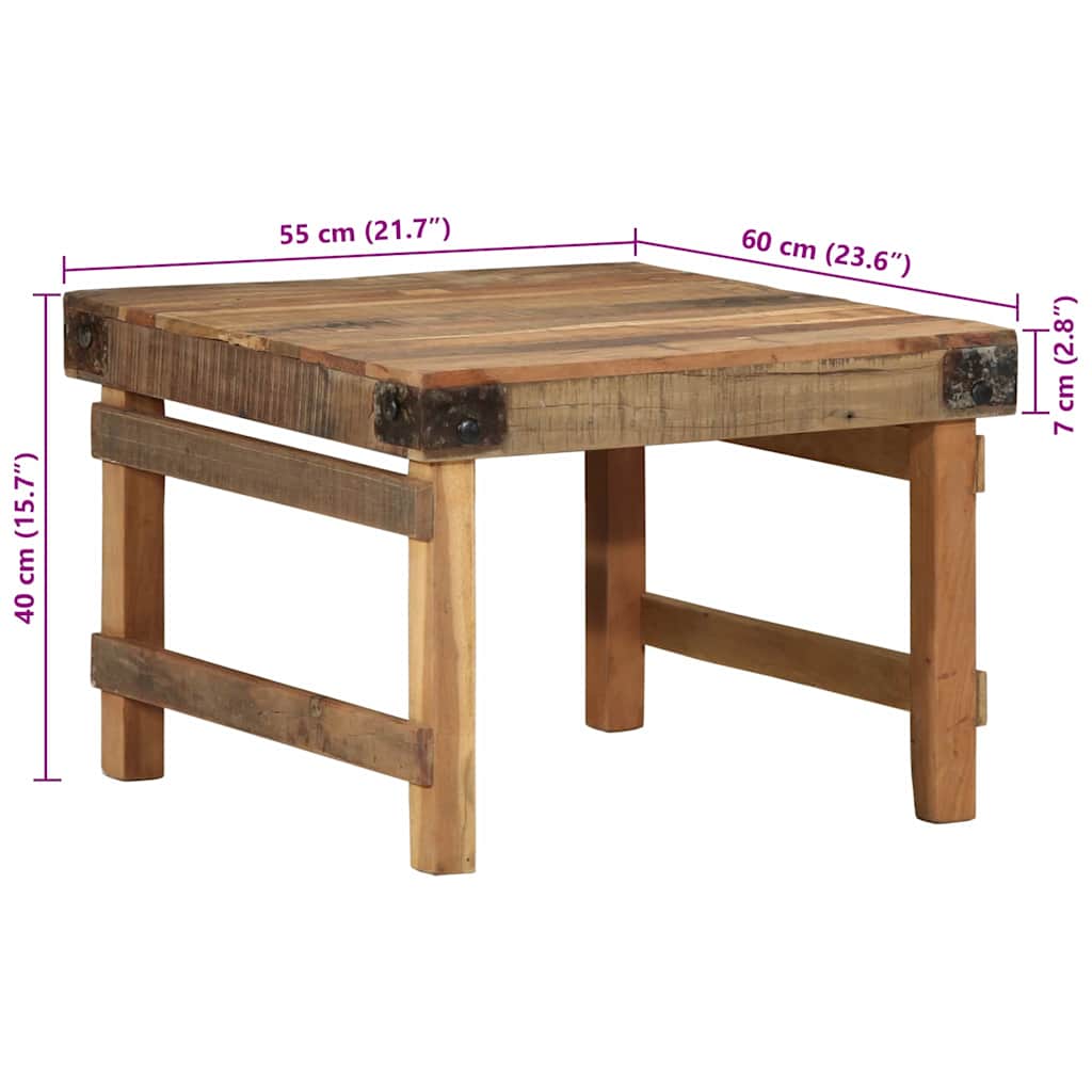 vidaXL Table basse marron 60 x 55 x 40 cm en bois massif recyclé