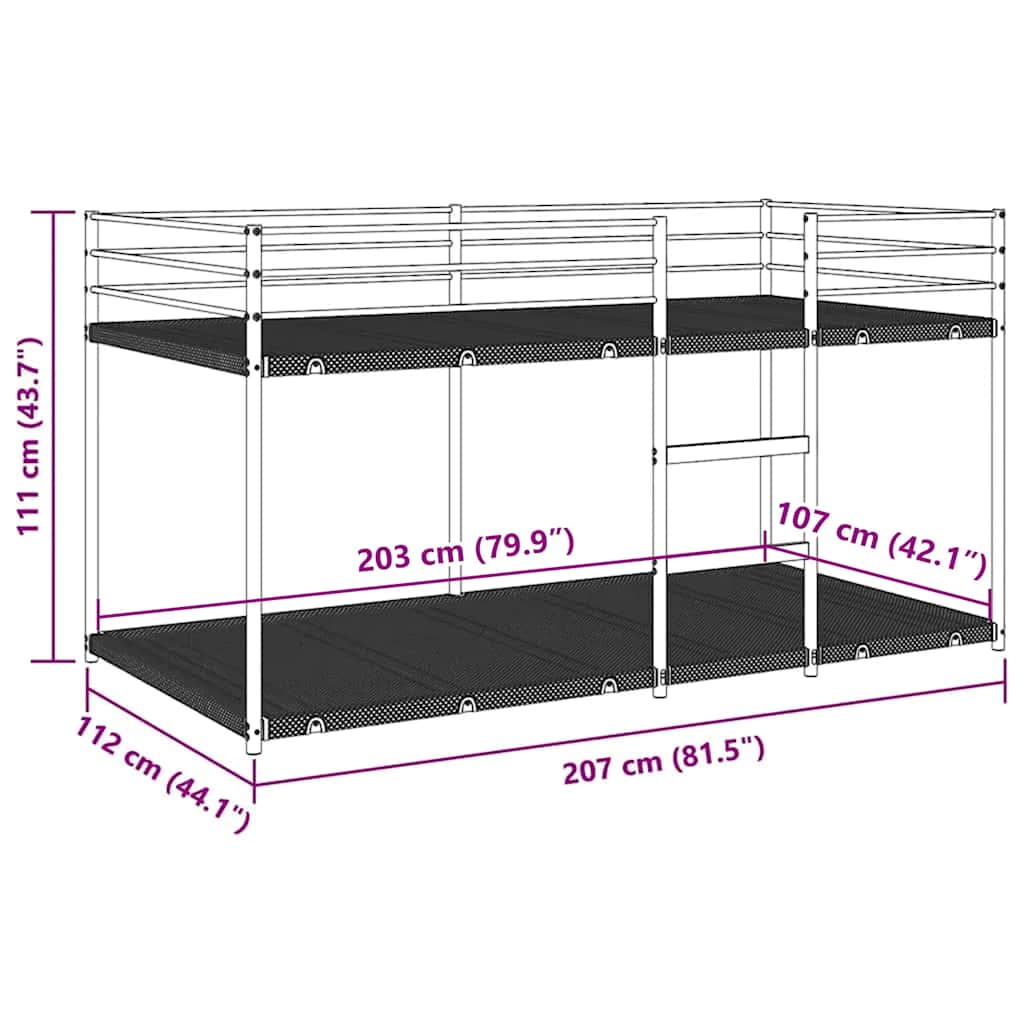 vidaXL Etagenbett ohne Matratze Schwarz 107x203 cm Stahl