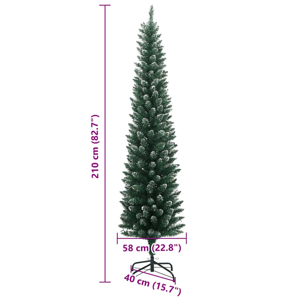 vidaXL Sapin de Noël artificiel Slim 300 LED 210 cm