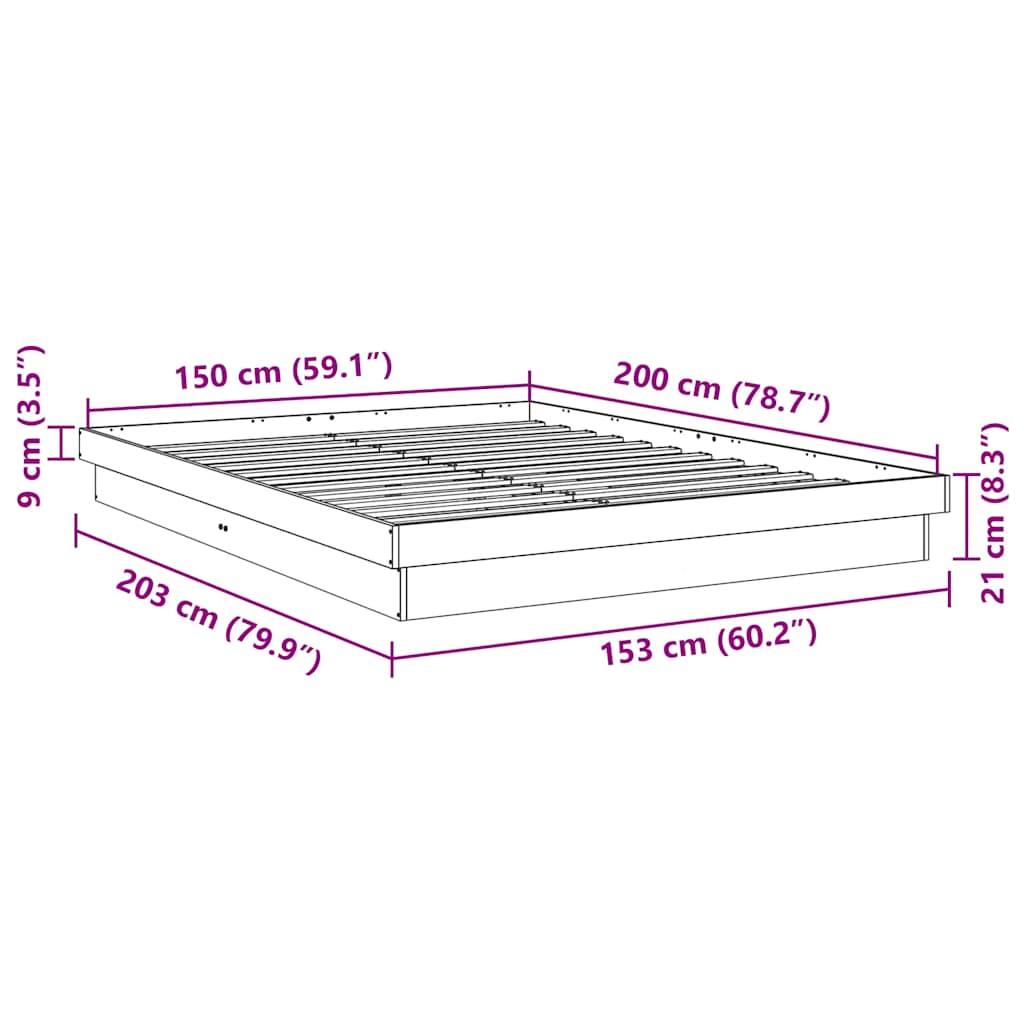 vidaXL Massivholzbett ohne Matratze 150x200 cm Eichenholz