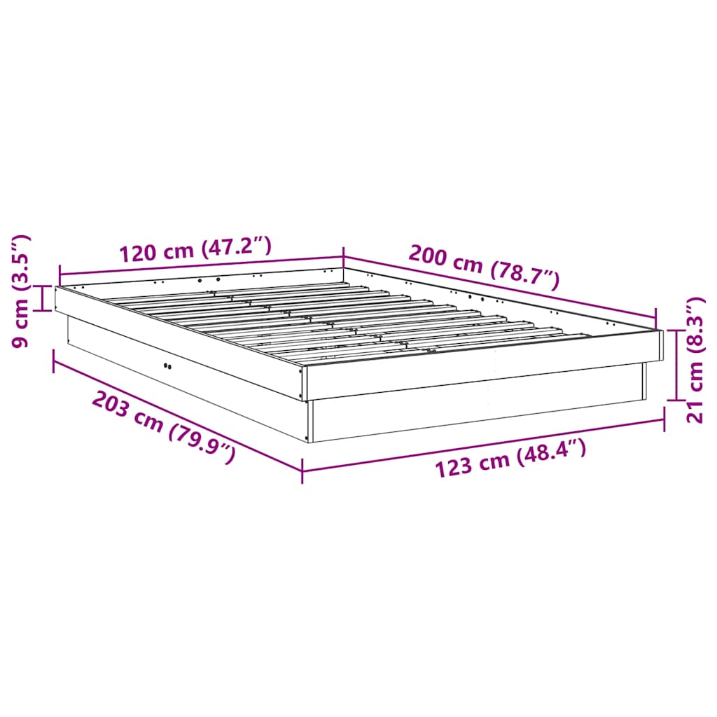 vidaXL Massivholzbett ohne Matratze 120x200 cm Eichenholz